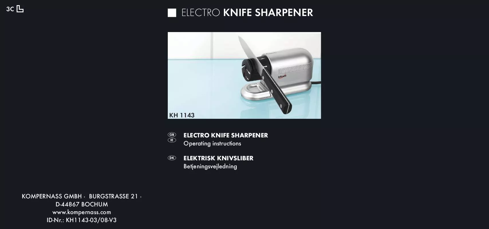 Mode d'emploi BIFINETT KH 1143 ELECTRO KNIFE SHARPENER