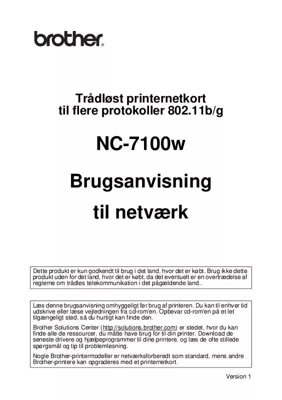 Mode d'emploi BROTHER NC-7100W