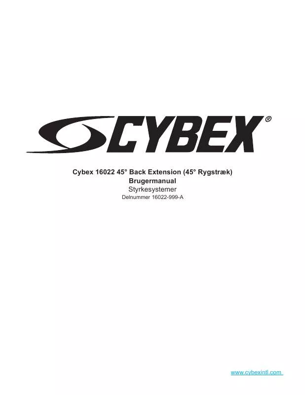 Mode d'emploi CYBEX INTERNATIONAL 16022
