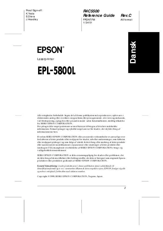 Mode d'emploi EPSON EPL-5800L