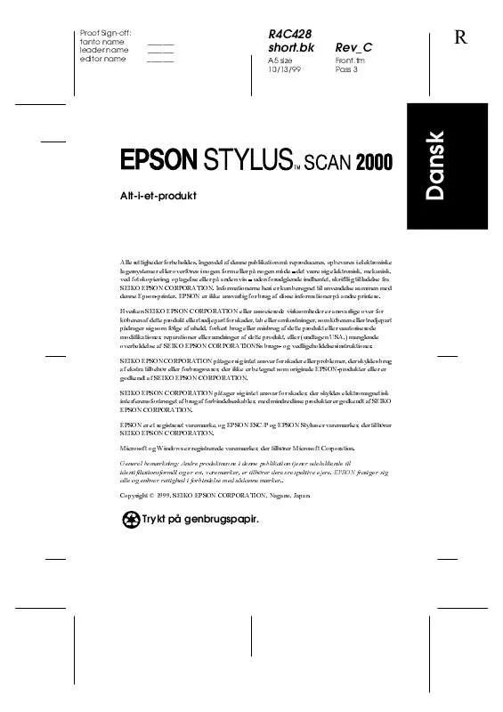 Mode d'emploi EPSON STYLUS SCAN 2000