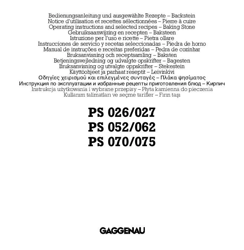 Mode d'emploi GAGGENAU PS026001
