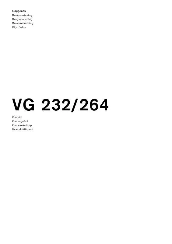 Mode d'emploi GAGGENAU VG232234