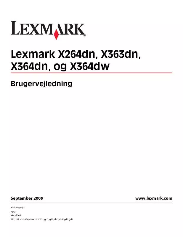 Mode d'emploi LEXMARK X364DW