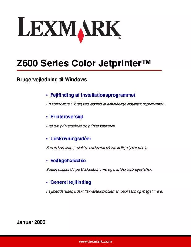 Mode d'emploi LEXMARK Z600