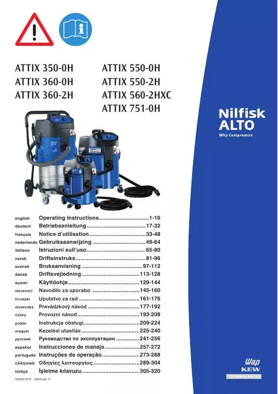 Mode d'emploi NILFISK ATTIX 350-0H