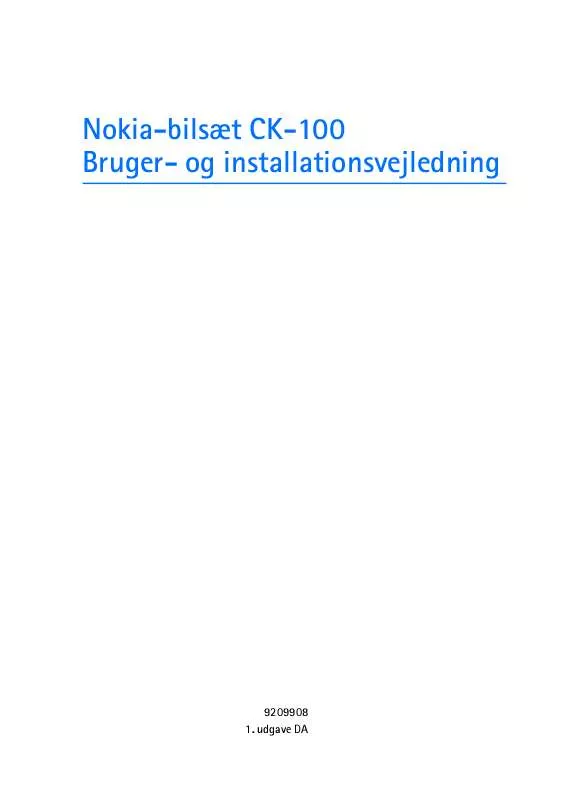Mode d'emploi NOKIA CK-100