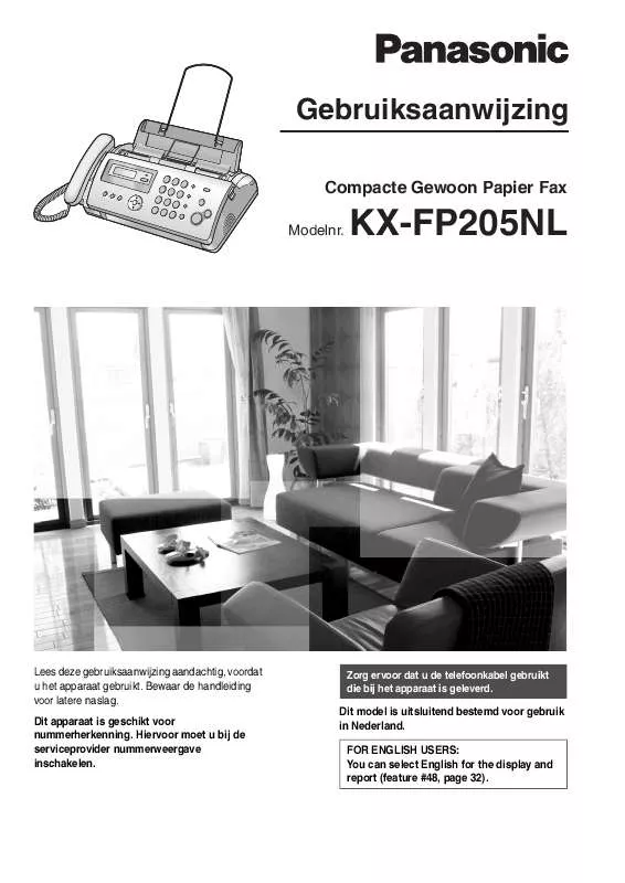 Mode d'emploi PANASONIC KXFP205NL