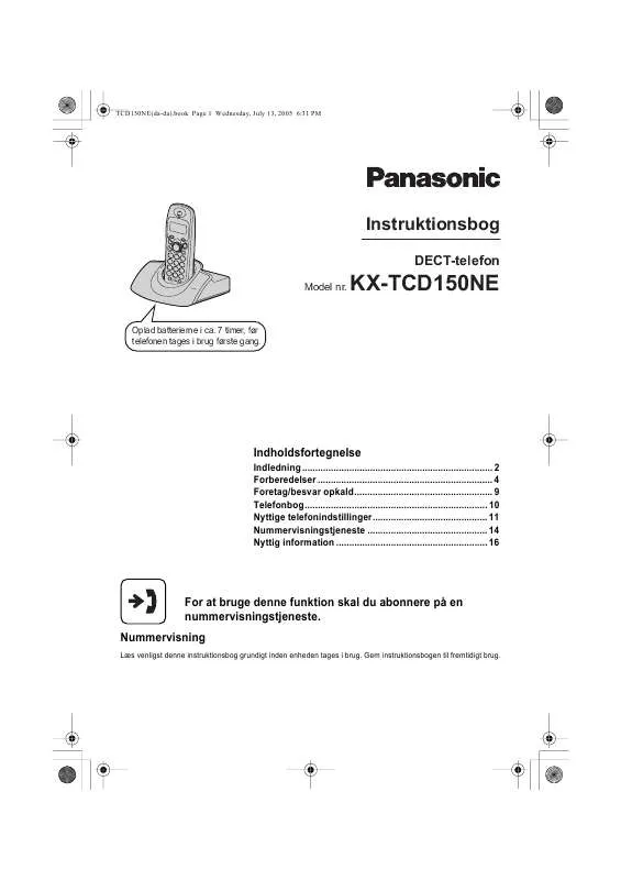 Mode d'emploi PANASONIC KX-TCD150NE