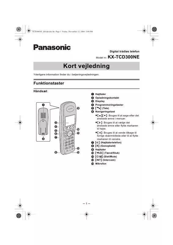 Mode d'emploi PANASONIC KX-TCD300NE