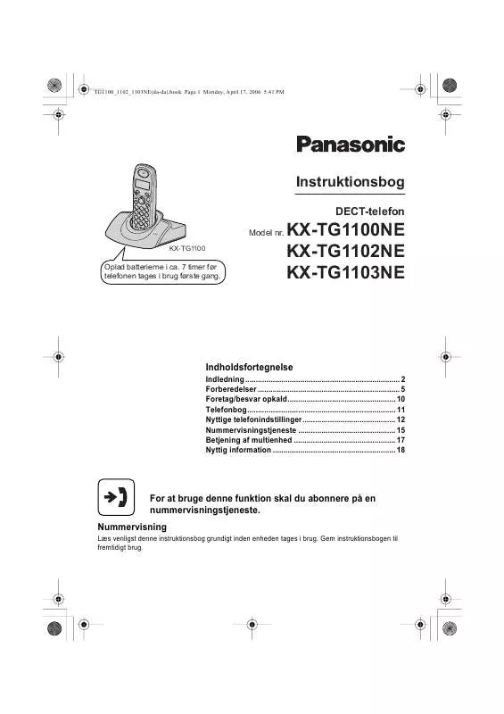 Mode d'emploi PANASONIC KX-TG1100NE