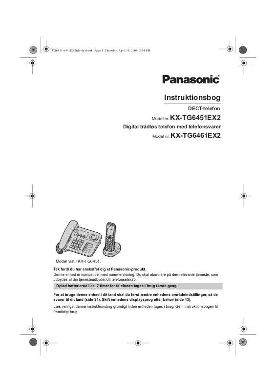 Mode d'emploi PANASONIC KX-TG6461EX2