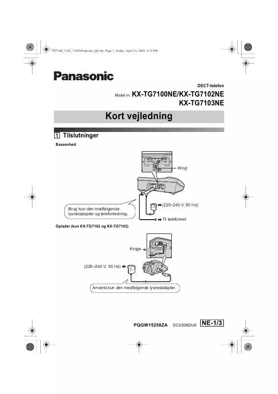 Mode d'emploi PANASONIC KX-TG7100NE