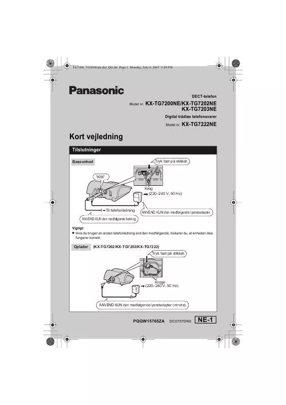 Mode d'emploi PANASONIC KX-TG7200NE