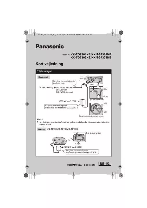 Mode d'emploi PANASONIC KX-TG7302NE