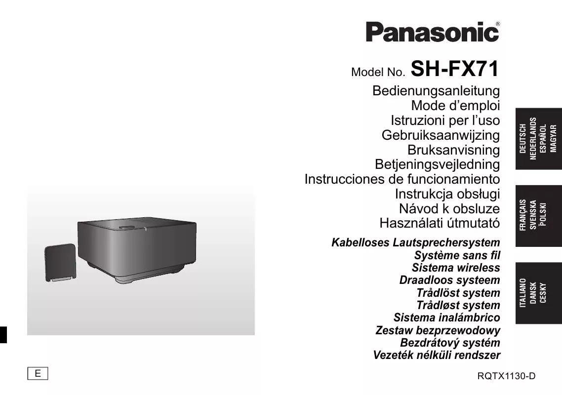 Mode d'emploi PANASONIC SHFX71