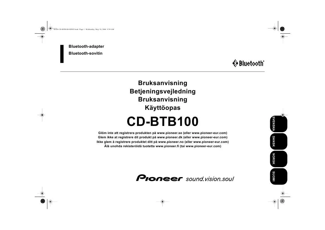 Mode d'emploi PIONEER CD-BTB100