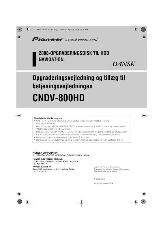 Mode d'emploi PIONEER CNDV-800HD