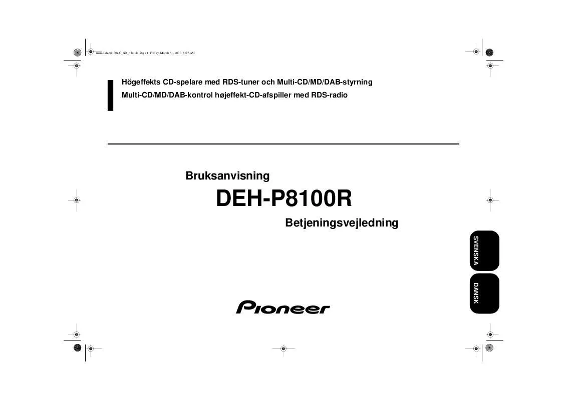 Mode d'emploi PIONEER DEH-P8100R