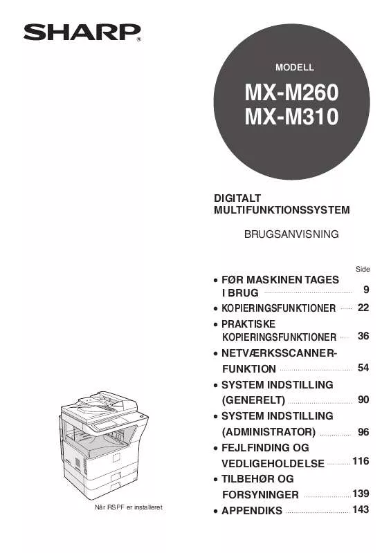 Mode d'emploi SHARP MX-M260