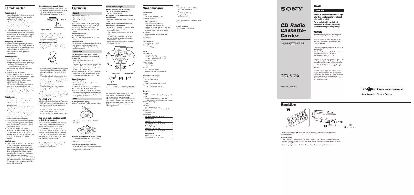 Mode d'emploi SONY CFD-S170