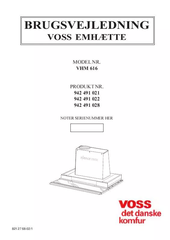 Mode d'emploi VOSS VHM 616-0