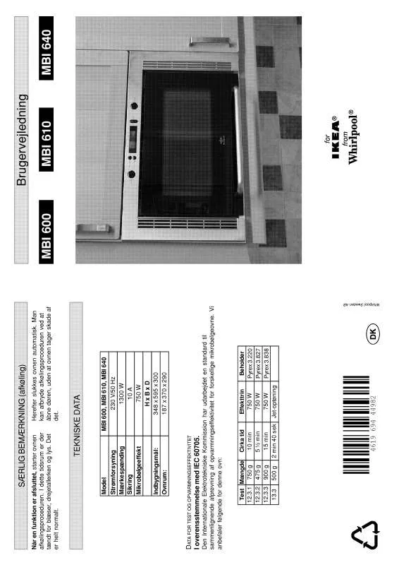Mode d'emploi WHIRLPOOL AMW 483 WH