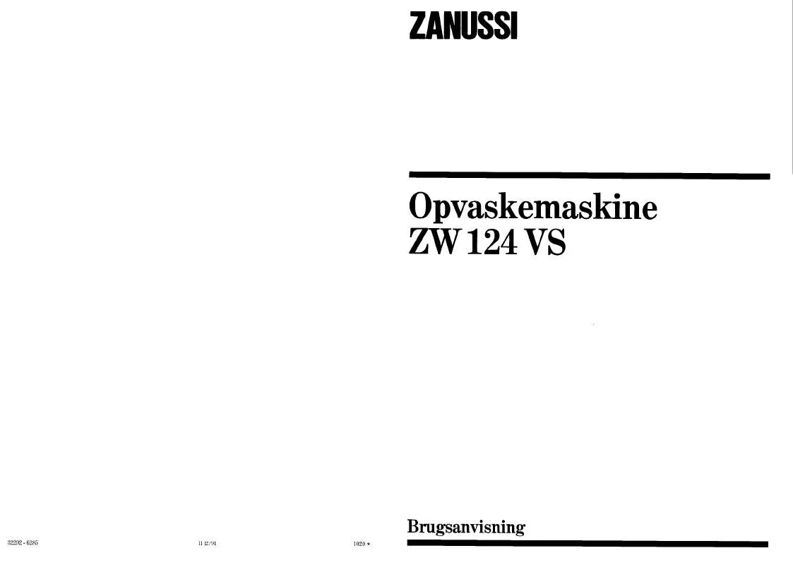 Mode d'emploi ZANUSSI ZW124VS