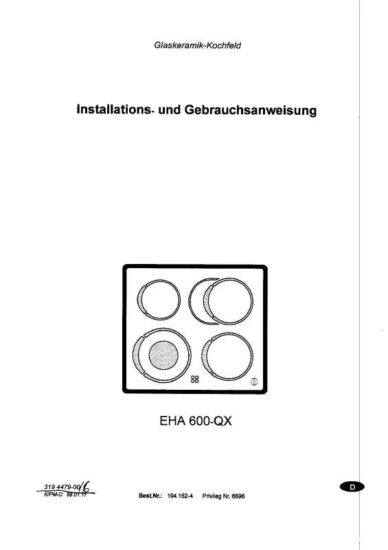 Mode d'emploi AEG-ELECTROLUX EHA600QX