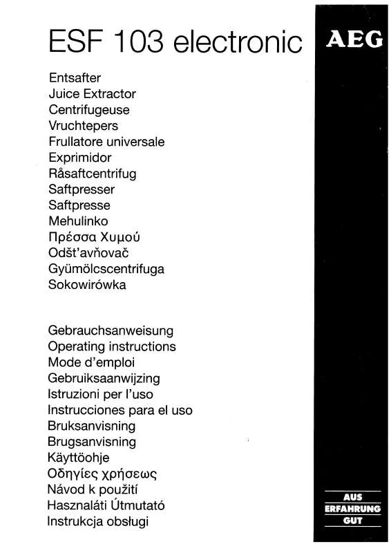 Mode d'emploi AEG-ELECTROLUX ENTSAFTERESF103