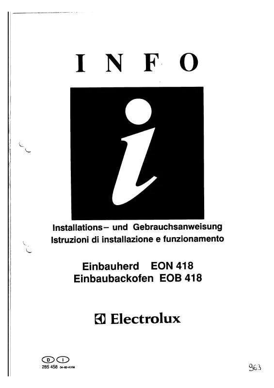 Mode d'emploi AEG-ELECTROLUX EOB302B