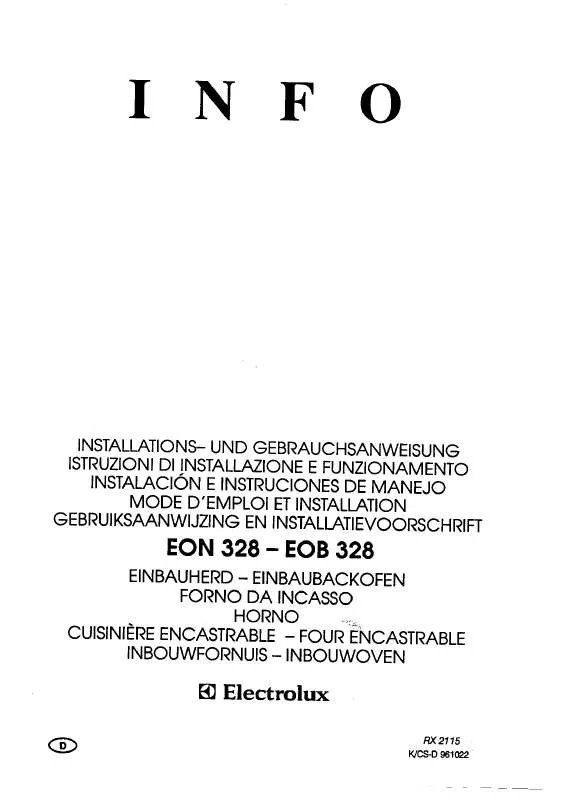 Mode d'emploi AEG-ELECTROLUX EOB328