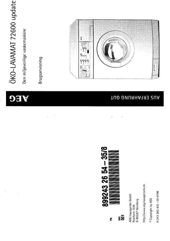 Mode d'emploi AEG-ELECTROLUX LAV73600-W DK