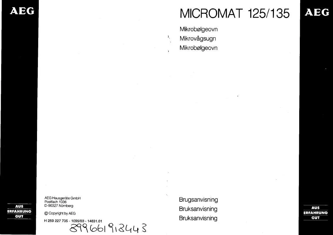 Mode d'emploi AEG-ELECTROLUX MC 125-D/EURO