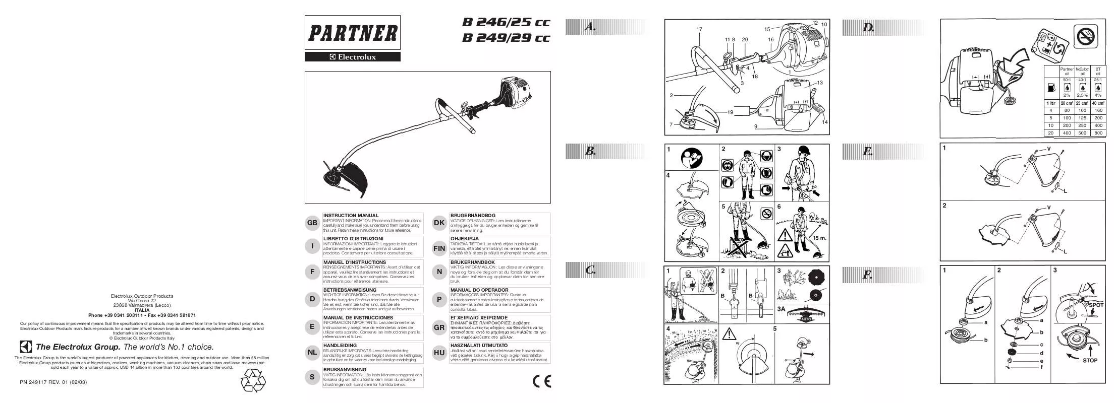 Mode d'emploi AEG-ELECTROLUX PARTNER B 249 29CC