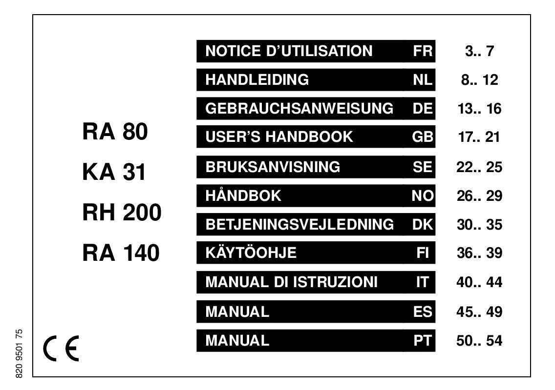 Mode d'emploi AEG-ELECTROLUX RA140