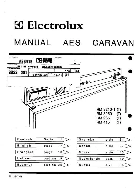 Mode d'emploi AEG-ELECTROLUX RM285