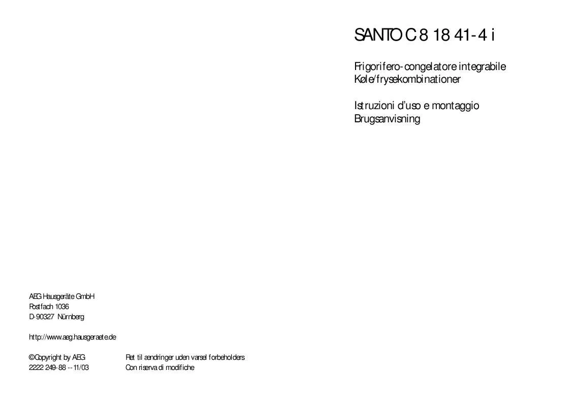 Mode d'emploi AEG-ELECTROLUX SC81841-4I