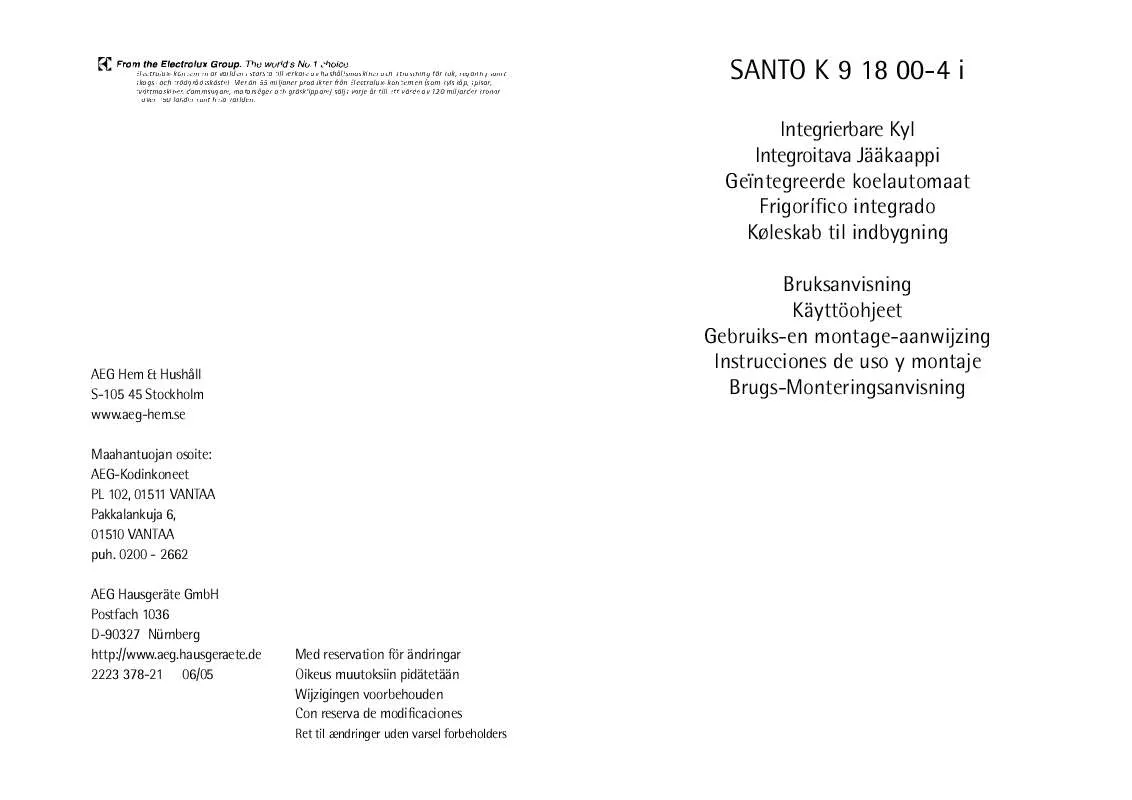 Mode d'emploi AEG-ELECTROLUX SK91800-4I