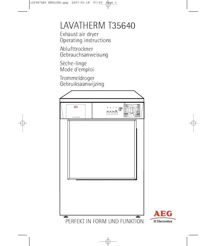 Mode d'emploi AEG-ELECTROLUX T35640