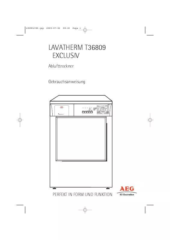 Mode d'emploi AEG-ELECTROLUX T36809