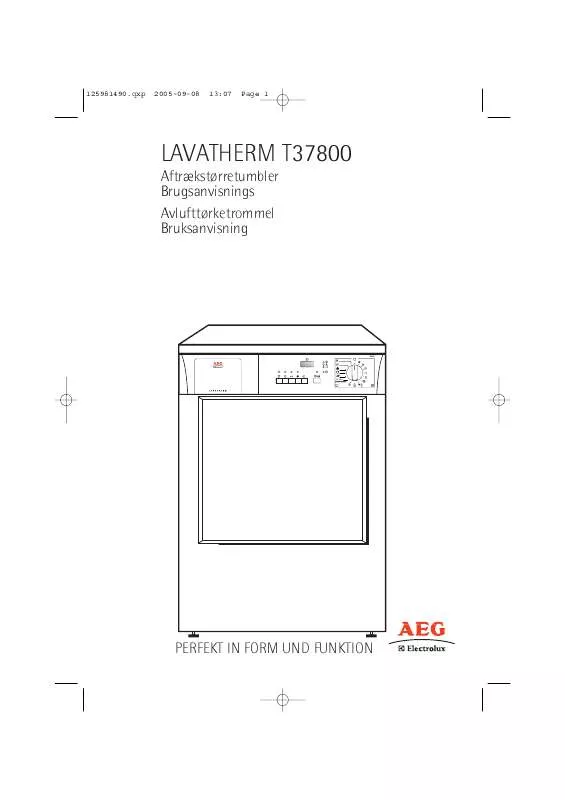 Mode d'emploi AEG-ELECTROLUX T37800