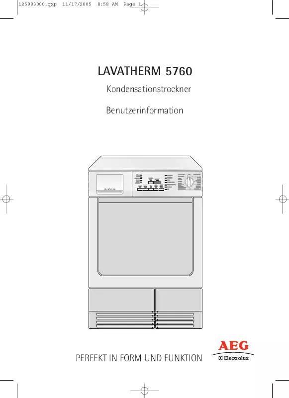 Mode d'emploi AEG-ELECTROLUX T5760