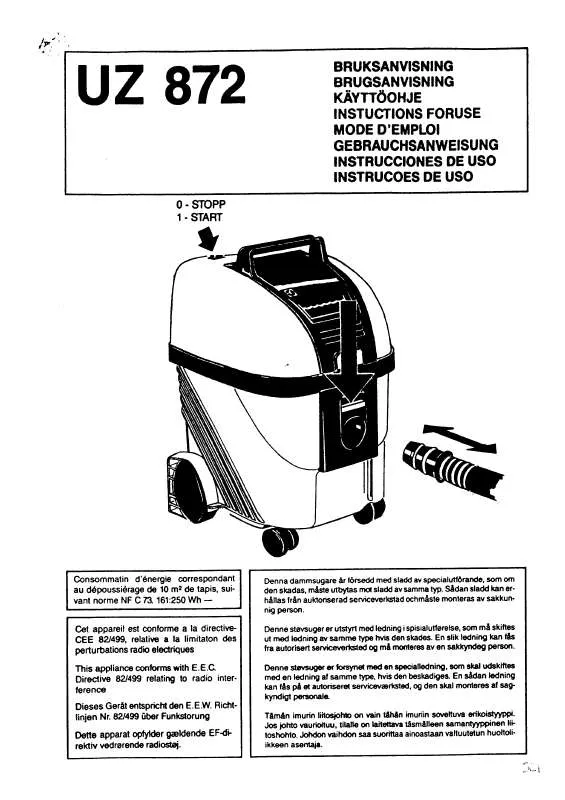 Mode d'emploi AEG-ELECTROLUX UZ872