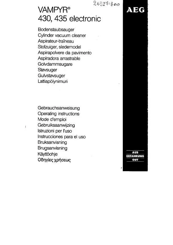 Mode d'emploi AEG-ELECTROLUX VAMPYR 435.1 ELECTR.