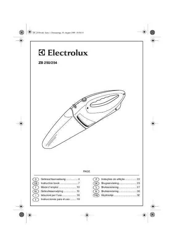 Mode d'emploi AEG-ELECTROLUX ZB 250 X