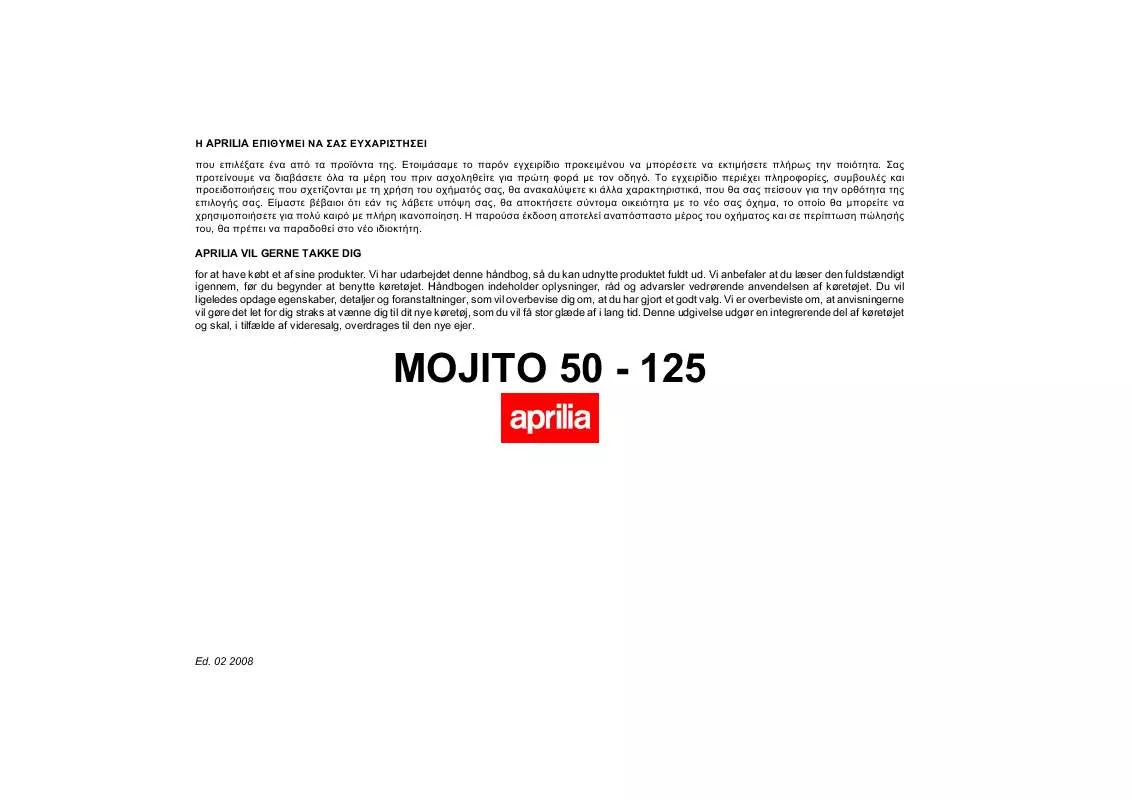 Mode d'emploi APRILIA MOJITO 125