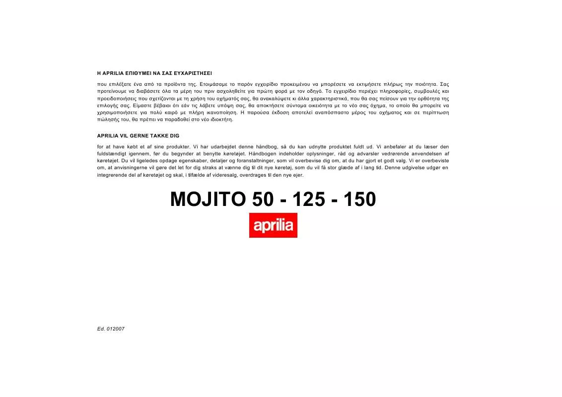 Mode d'emploi APRILIA MOJITO 150