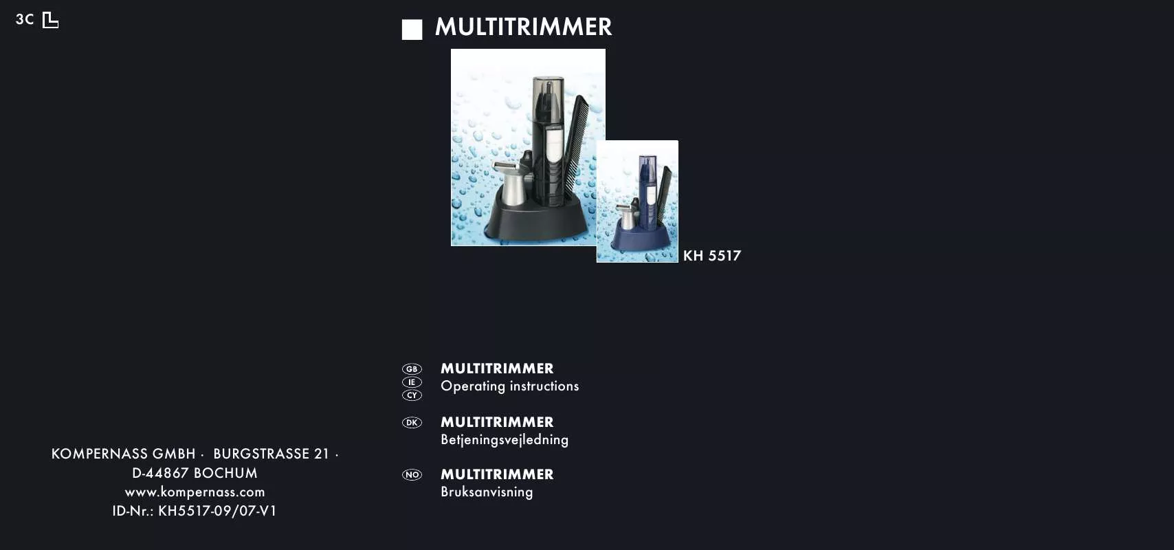 Mode d'emploi BALANCE KH 5517 MULTITRIMMER