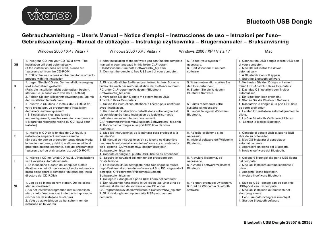 Mode d'emploi BAZOO USB DONGLE